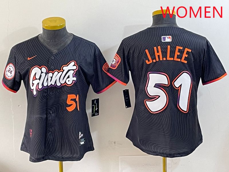 Women San Francisco Giants #51 J.H.Lee Black Joint Name Nike 2025 MLB Jersey style 6->women mlb jersey->Women Jersey